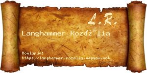 Langhammer Rozália névjegykártya